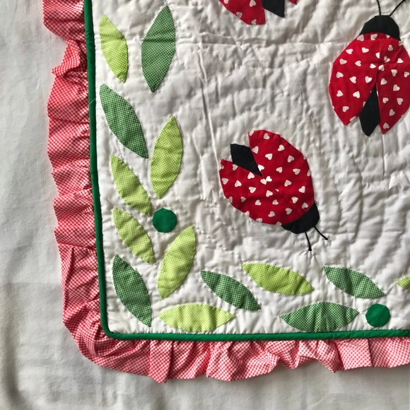 Vintage Britannica Home Fashions Ladybug Standard Pillow Sham Quilted 26" X 20" - Picture 5 of 16
